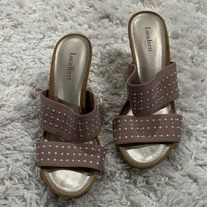 Luca Ferri Women's Pink Studded Slide Sandals